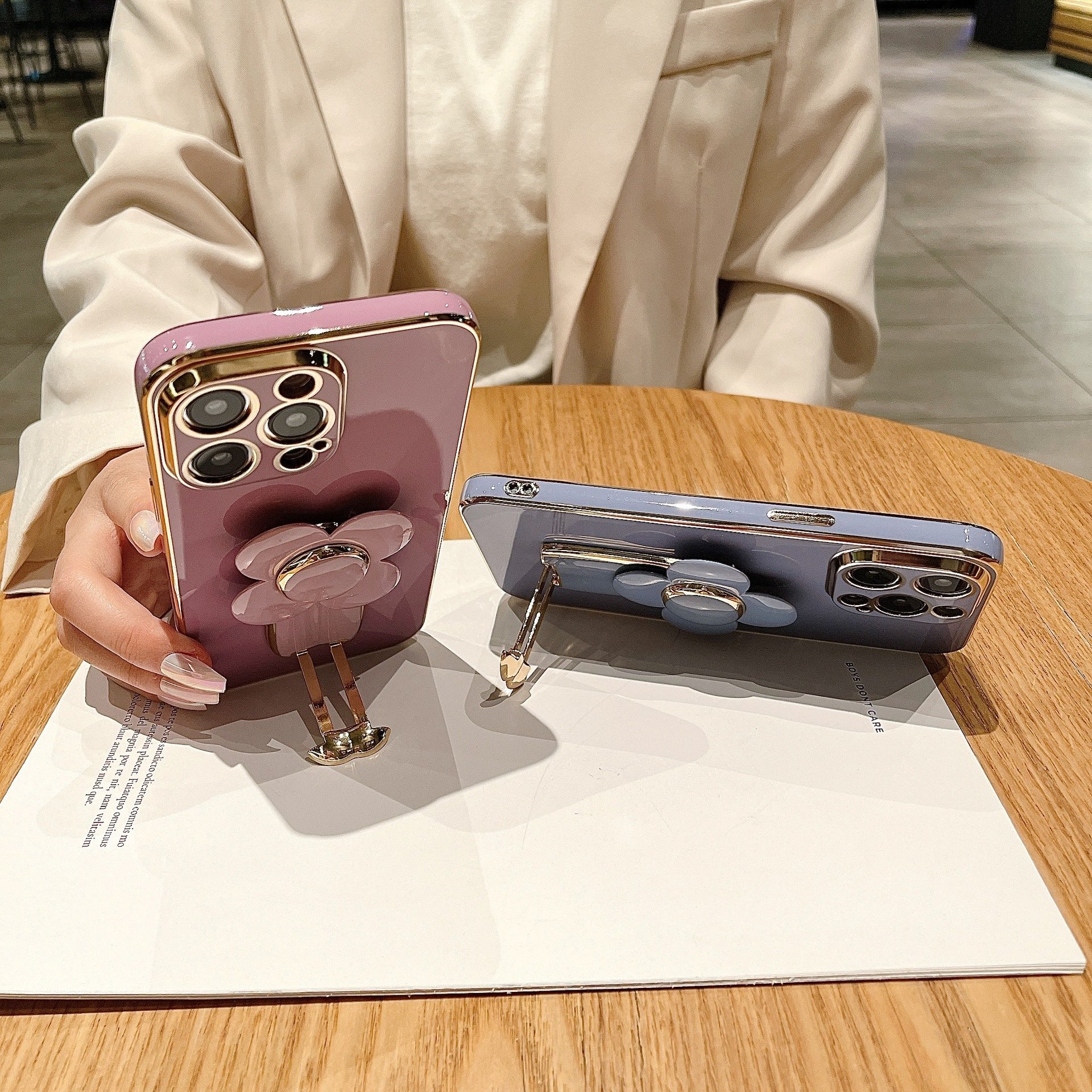 Rotary Windmill holder silicone Mobile Phone Case For iPhone 15 14 13 12 11 Pro max TPU Flower stand Shockproof Back Cover