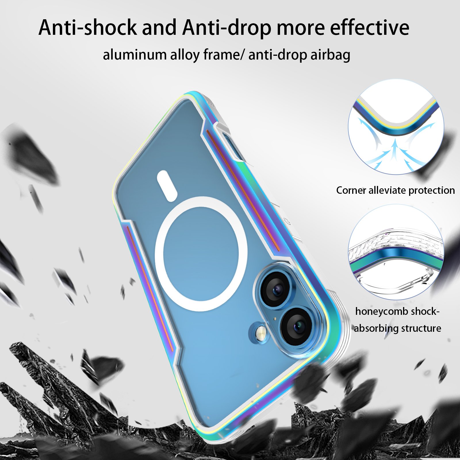 New metal anti-fall mobile phone case armor protection magnetic shockproof mobile phone case for iPhone16 15 16 plus
