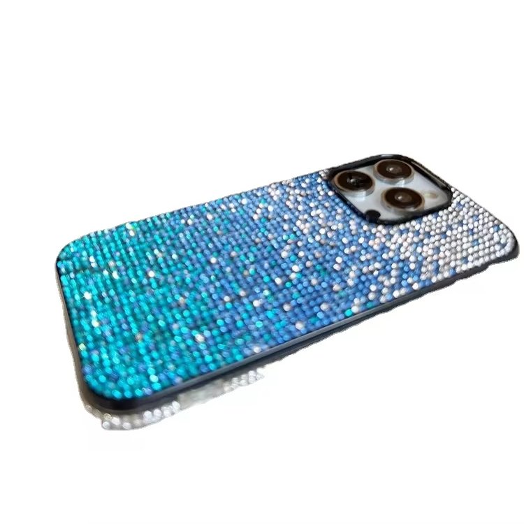 Instagram Style Gradient Sparkling Pink Black Phone Case for iphone 15pro max Full Package 13 Pro 12 Soft cell phone cases