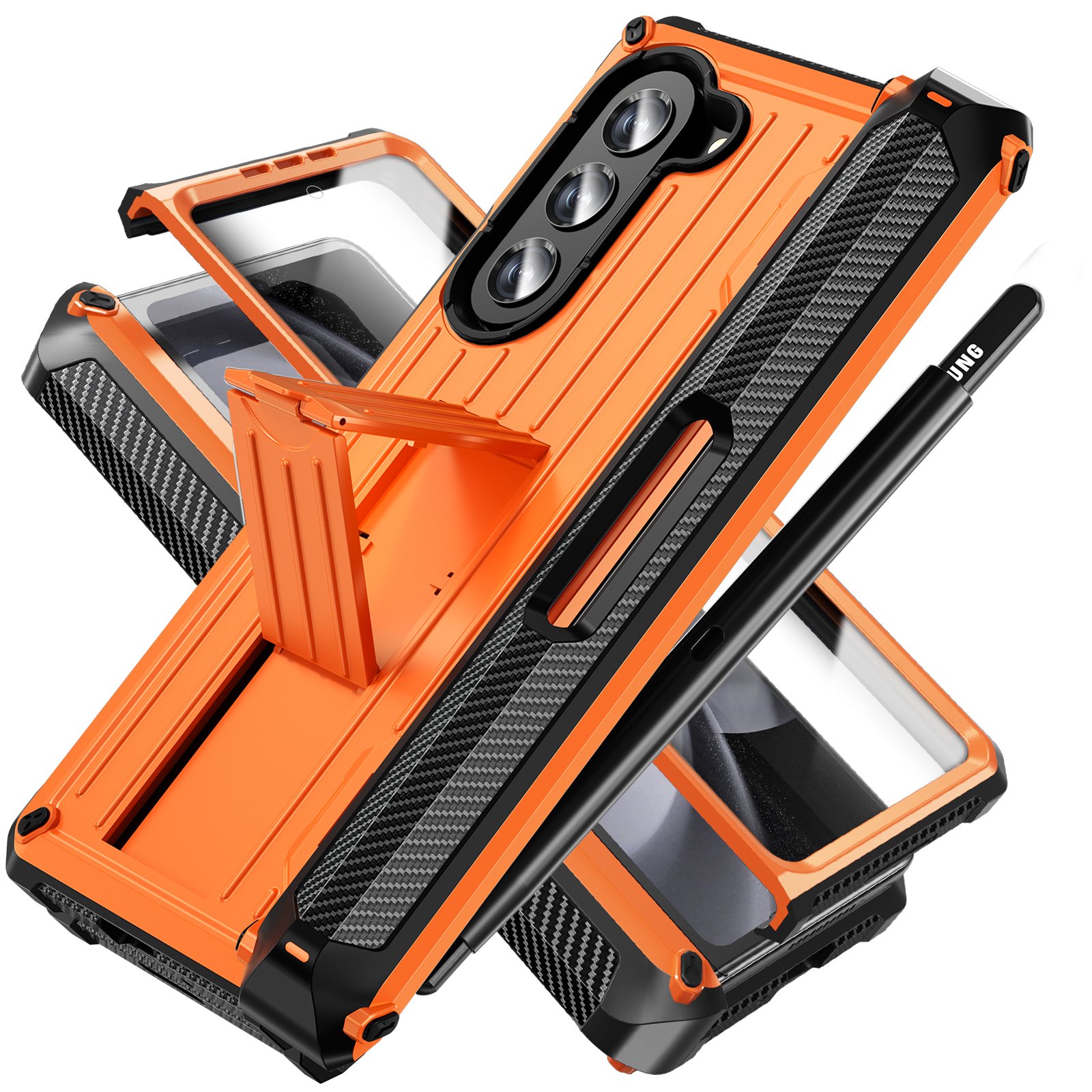 Luxury Mobile Phones case For Samsung Galaxy Z Fold 5/W24 smart phone with Pencil Holder and kickstand