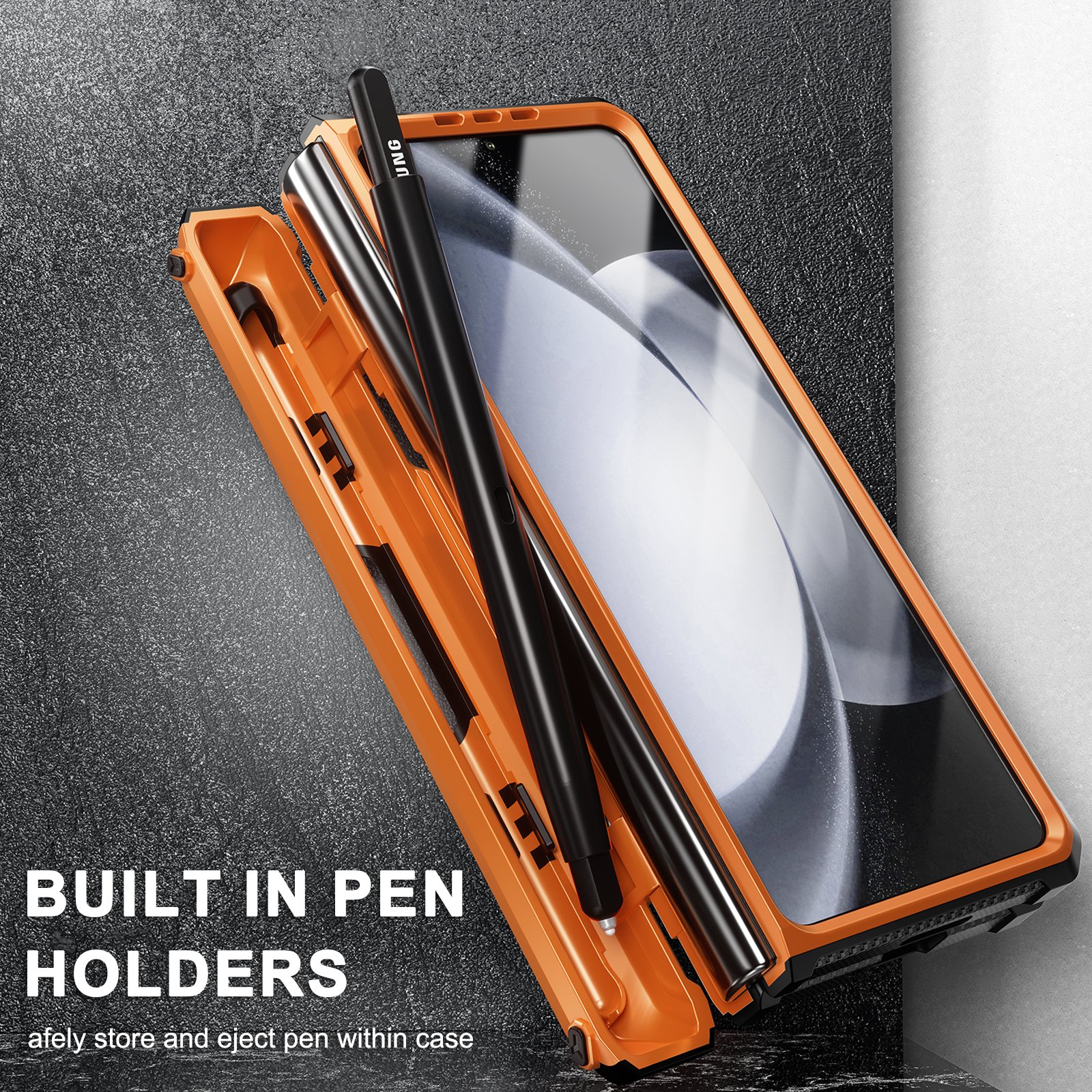 Luxury Mobile Phones case For Samsung Galaxy Z Fold 5/W24 smart phone with Pencil Holder and kickstand