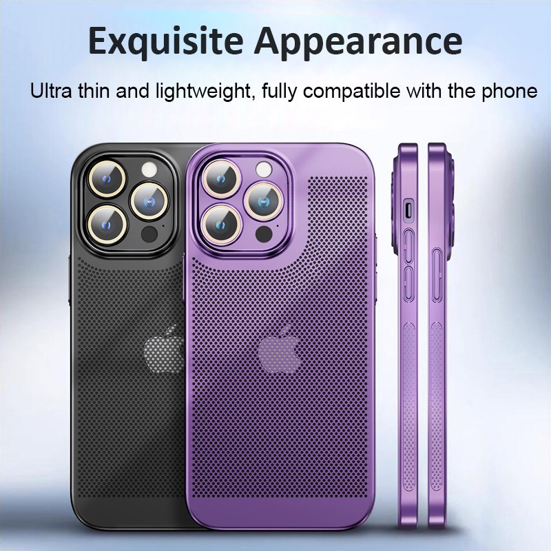 Factory Wholesale With Lens Film Cooling Hole Plating PC Shockproof Phone Case For iPhone 12 13 14 Pro Max 15 Plus 11 XR XS 8 16