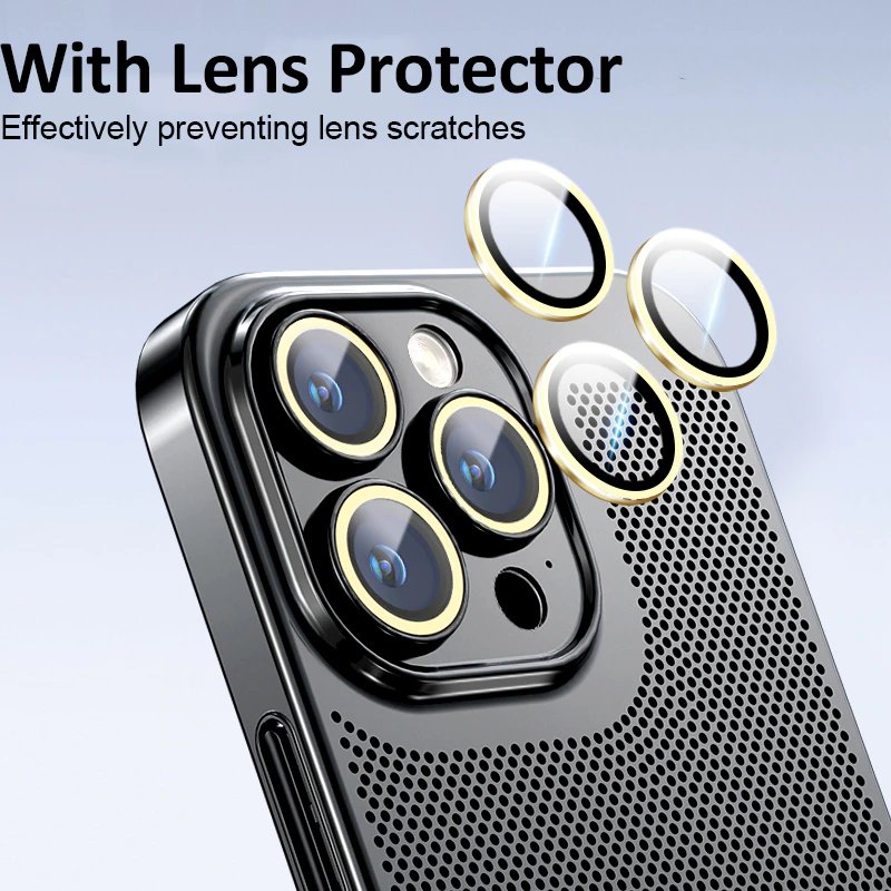 Factory Wholesale With Lens Film Cooling Hole Plating PC Shockproof Phone Case For iPhone 12 13 14 Pro Max 15 Plus 11 XR XS 8 16
