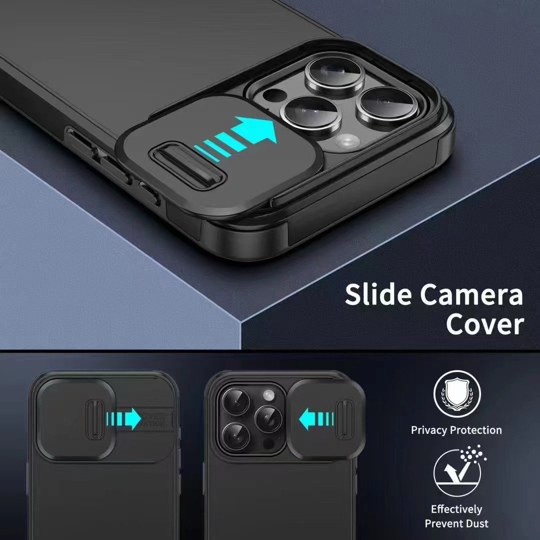 Popular Design Slide Camera Cover Heavy Duty Rugged Protection Mobile Phone Case For Iphone16 15 Pro Max For Samsung Case A15