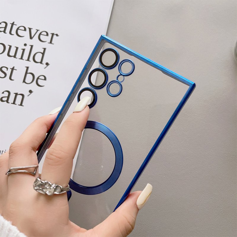 New Luxury Magnetic Electroplate TPU Soft Clear Mobile Phone Cases For S24 Ultra/S23/S22/S21 Wireless Charging Cell Phone Case