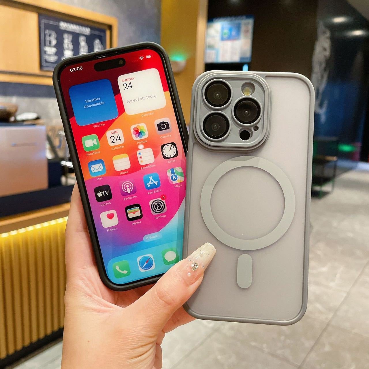 Skin Feel Magnetic Translucent Frosted Acrylic Full Camera Protection Mobile Phone Case for iPhone 15 14 13 12 11 Pro Max Plus