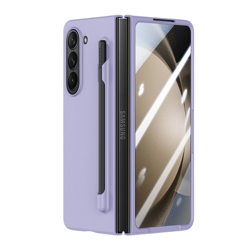 For Samsung Z Fold 6 5 Mobile Phone Case Integrated Pen Slot Anti-Fall Protective Cover featuring External Screen Tempered Film