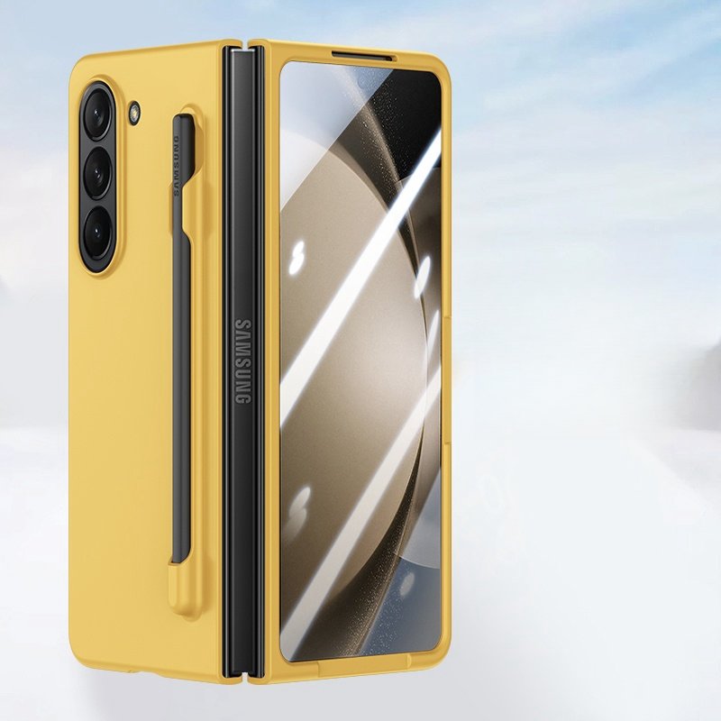 For Samsung Z Fold 6 5 Mobile Phone Case Integrated Pen Slot Anti-Fall Protective Cover featuring External Screen Tempered Film