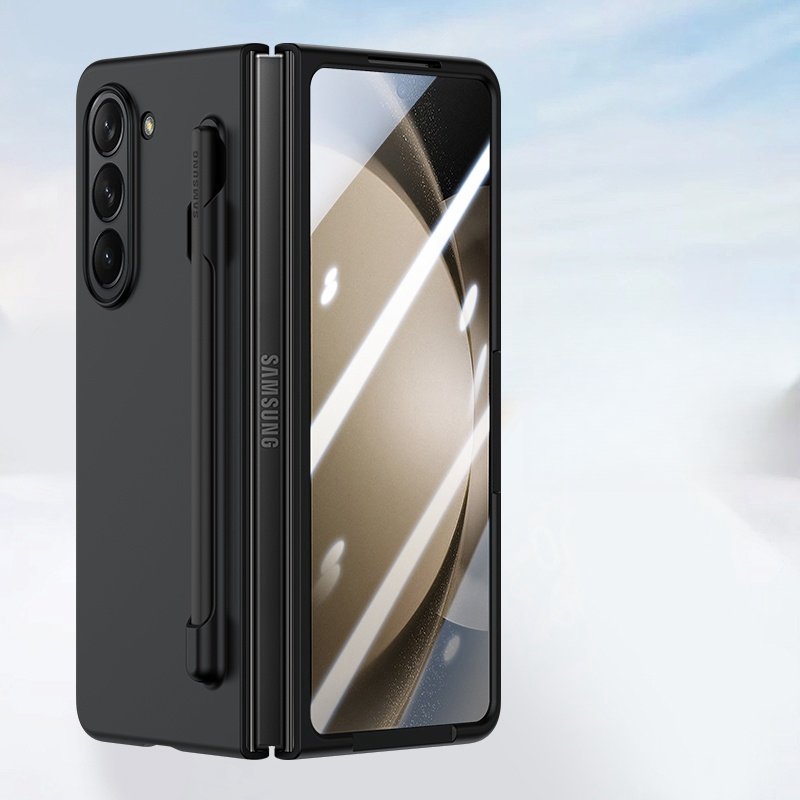 For Samsung Z Fold 6 5 Mobile Phone Case Integrated Pen Slot Anti-Fall Protective Cover featuring External Screen Tempered Film