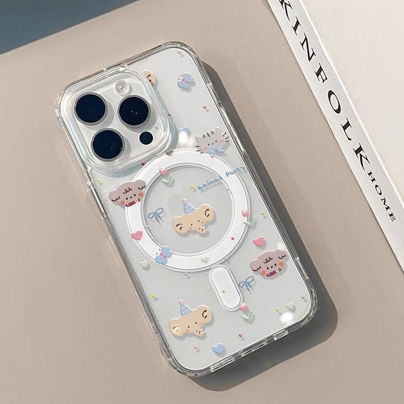 New Popular Transparent Magnetic Circle Mobile Phone Case For phone 15 Pro Max 12 13 14 11 X/XS XR
