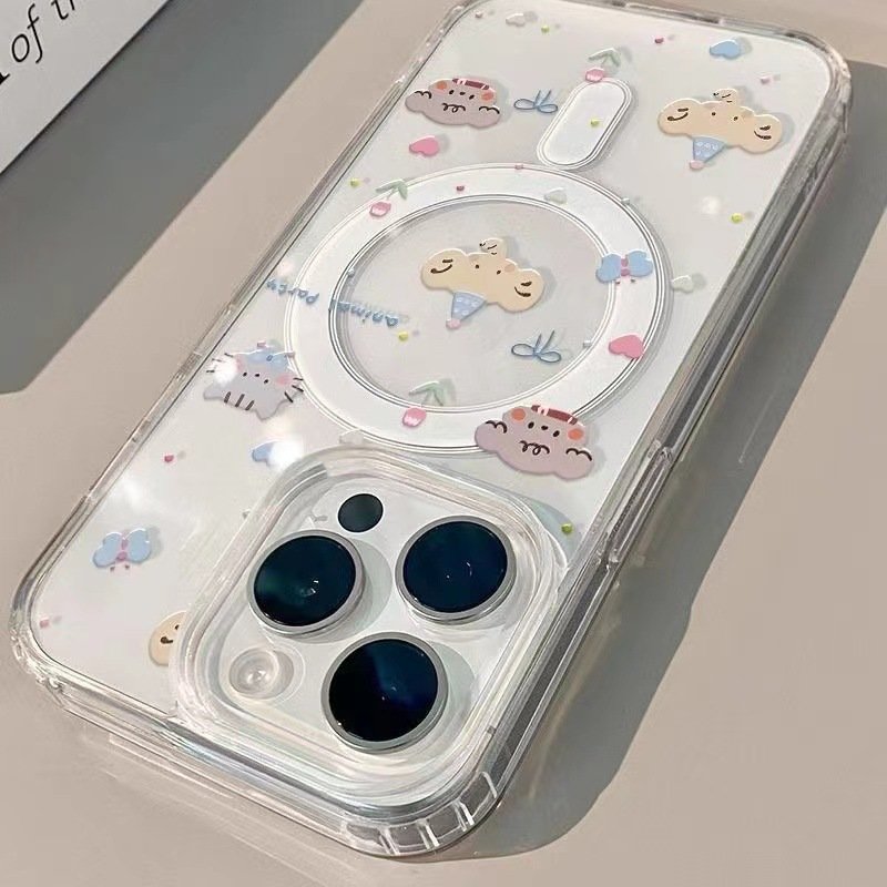 New Popular Transparent Magnetic Circle Mobile Phone Case For phone 15 Pro Max 12 13 14 11 X/XS XR