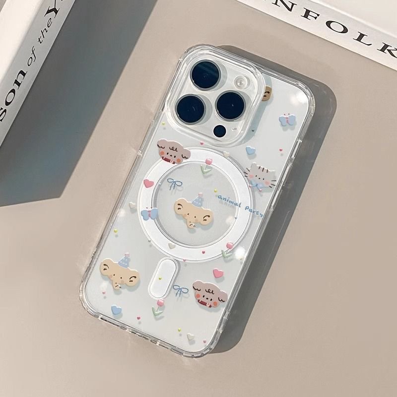 New Popular Transparent Magnetic Circle Mobile Phone Case For phone 15 Pro Max 12 13 14 11 X/XS XR