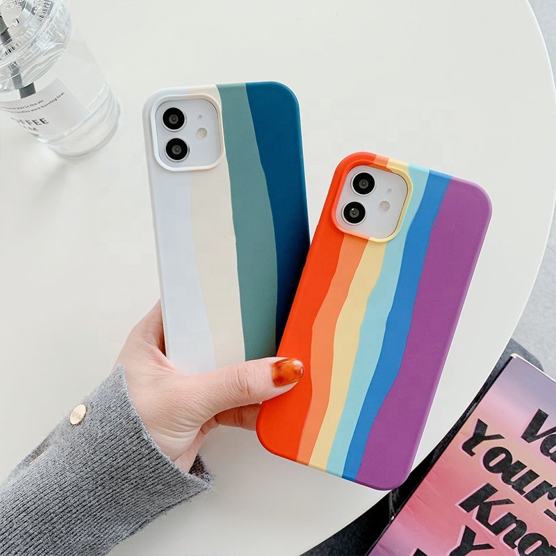 Wholesale Price Silicone Rainbow Tpu Shockproof Back Cover Phone 13 12 11 Mini Pro Max XR XS X Phone Case