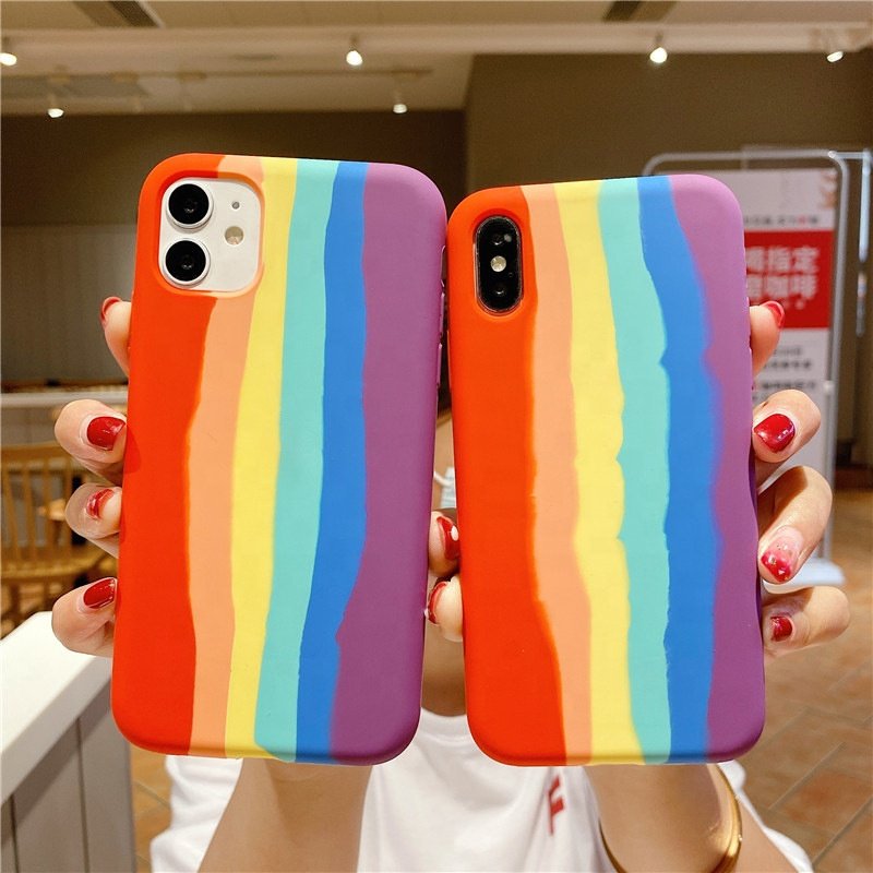 Wholesale Price Silicone Rainbow Tpu Shockproof Back Cover Phone 13 12 11 Mini Pro Max XR XS X Phone Case