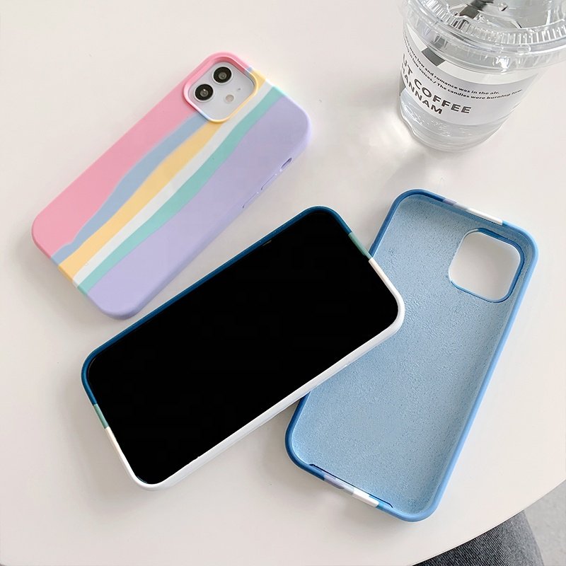 Wholesale Price Silicone Rainbow Tpu Shockproof Back Cover Phone 13 12 11 Mini Pro Max XR XS X Phone Case