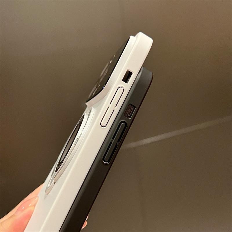 2023 Newest PC Magnetic Windous lens Protective Wireless Charging Mobile Phone Case for iPhone 15 14 13 Pro Max Ring Holder Case