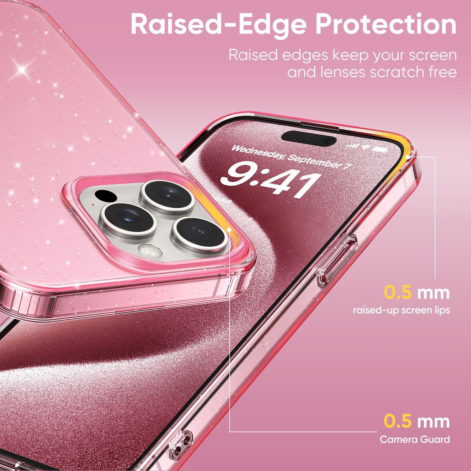 Cute Shiny Bling Mobile Phone Case Cover for iPhone 15 Clear Glitter Cell Phone Cases for iPhone 16 Pro Max Hard Glitter Case