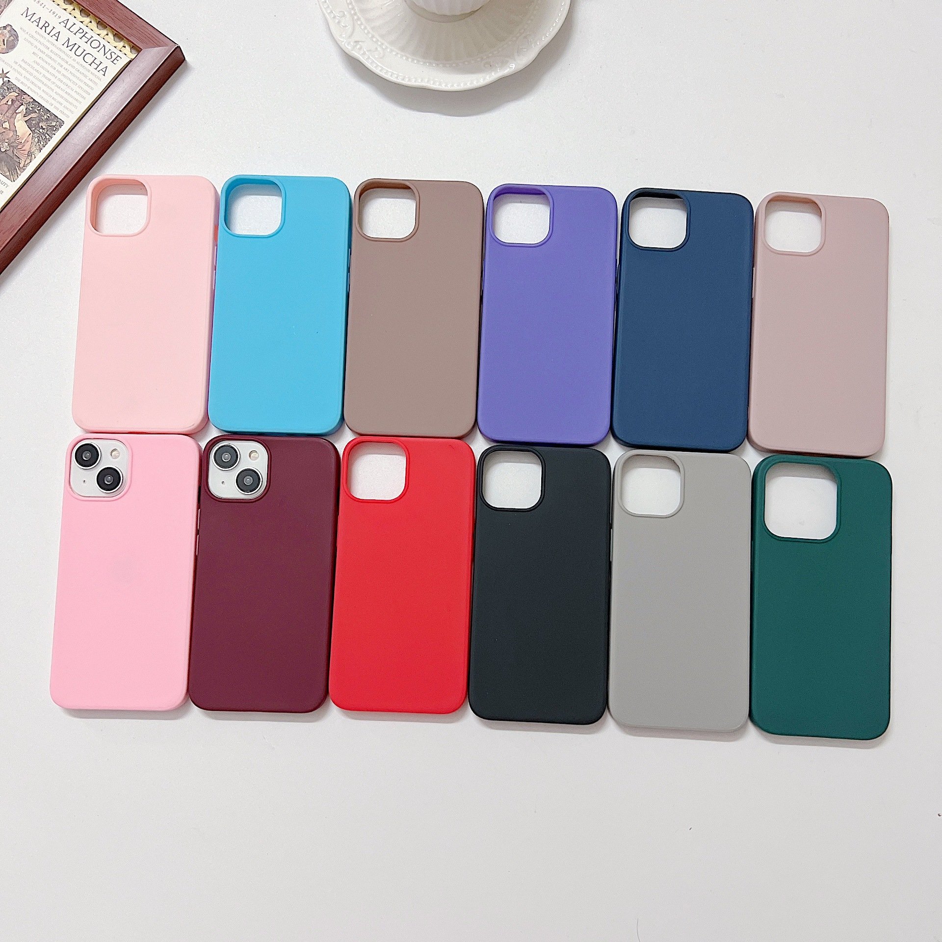 1.5mm thickness Silicon Matte Cover Mobile Phone Case Colorful TPU Soft Silicone Case for iPhone 15 14 13 12 11