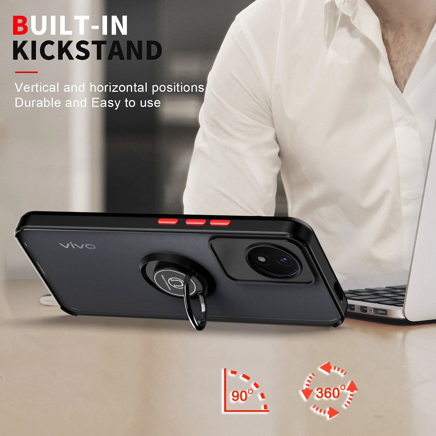 Mobile Phone Cases for Vivo Y02 Y21 Y20 Back Cover Hybrid Magnetic Ring Case for Vivo Y35 4G Y22S Y22 Y91C Y91 Shockproof Shell