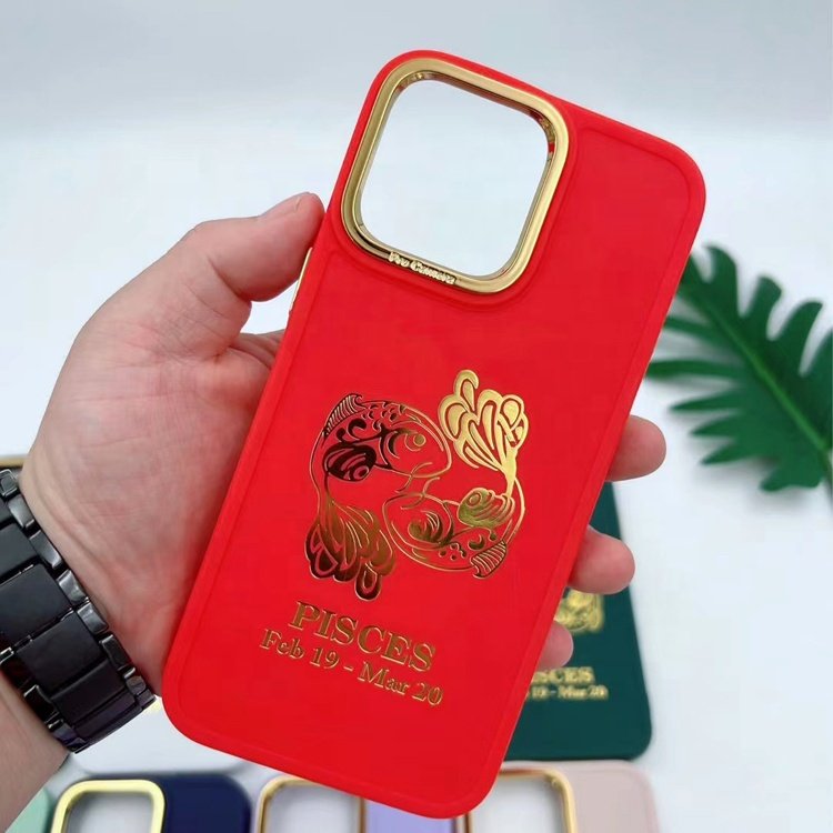 hot selling electroplated camera hot stamping pisces constellation design mobile phone case for iphone 15 14 13 12 11 pro max