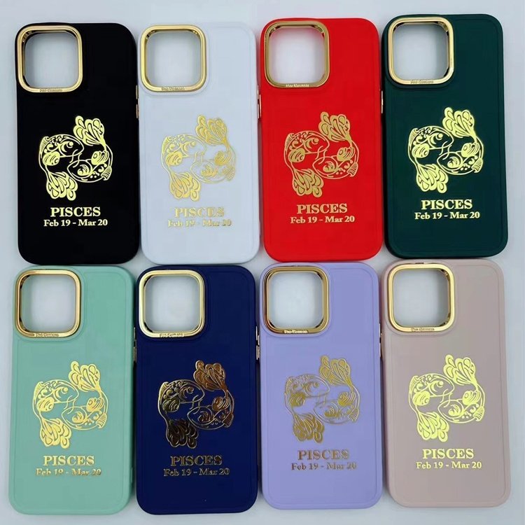 hot selling electroplated camera hot stamping pisces constellation design mobile phone case for iphone 15 14 13 12 11 pro max