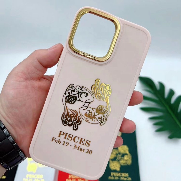 hot selling electroplated camera hot stamping pisces constellation design mobile phone case for iphone 15 14 13 12 11 pro max
