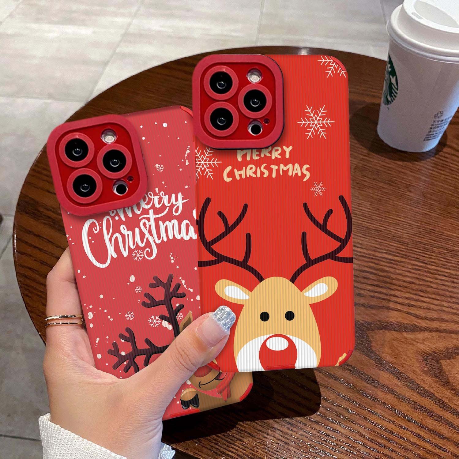 USLION Christmas Style Deer/Santa Claus/Snowman Mobile Phone Case Phone Cover TPU Material Cell Phone Back Protective Case
