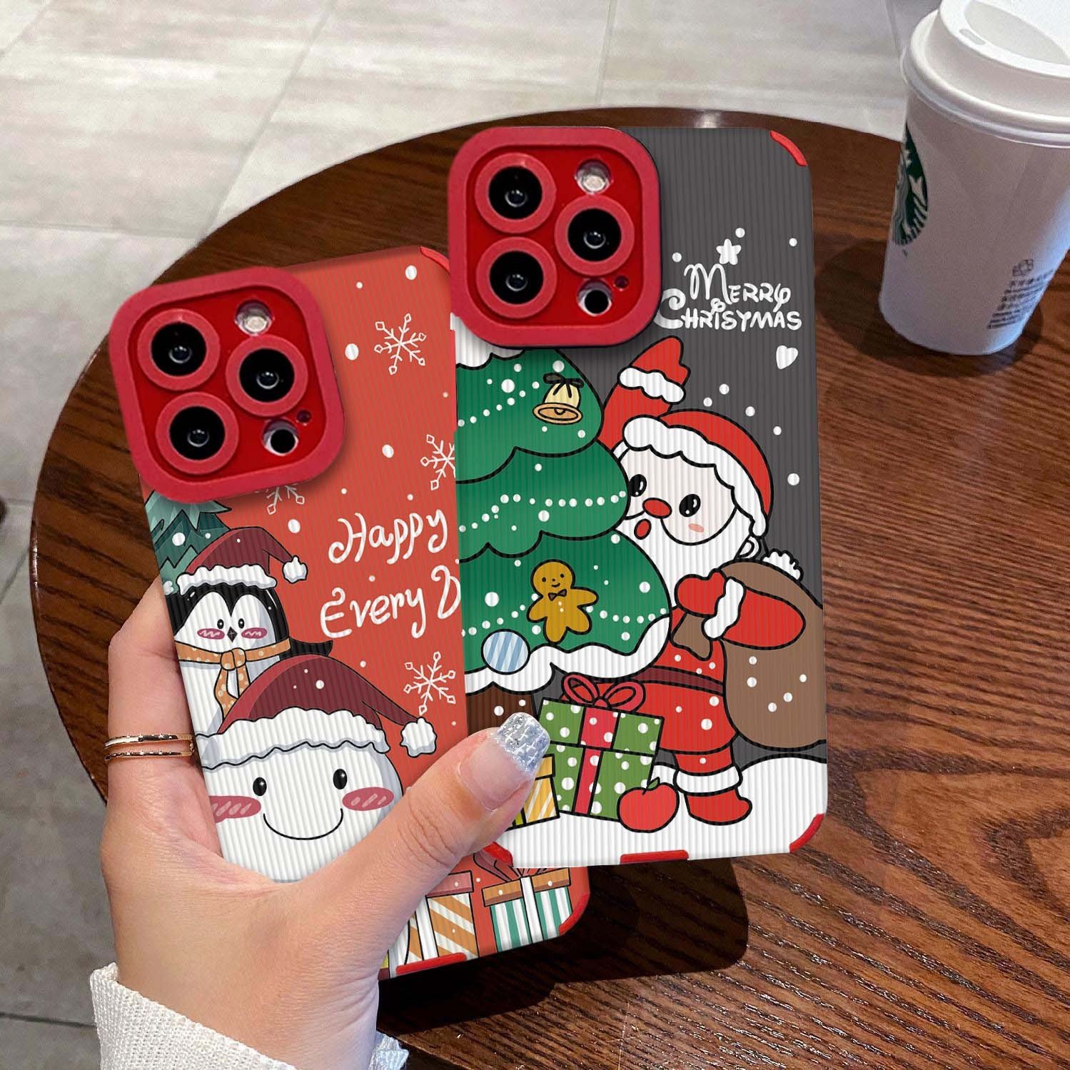 USLION Christmas Style Deer/Santa Claus/Snowman Mobile Phone Case Phone Cover TPU Material Cell Phone Back Protective Case