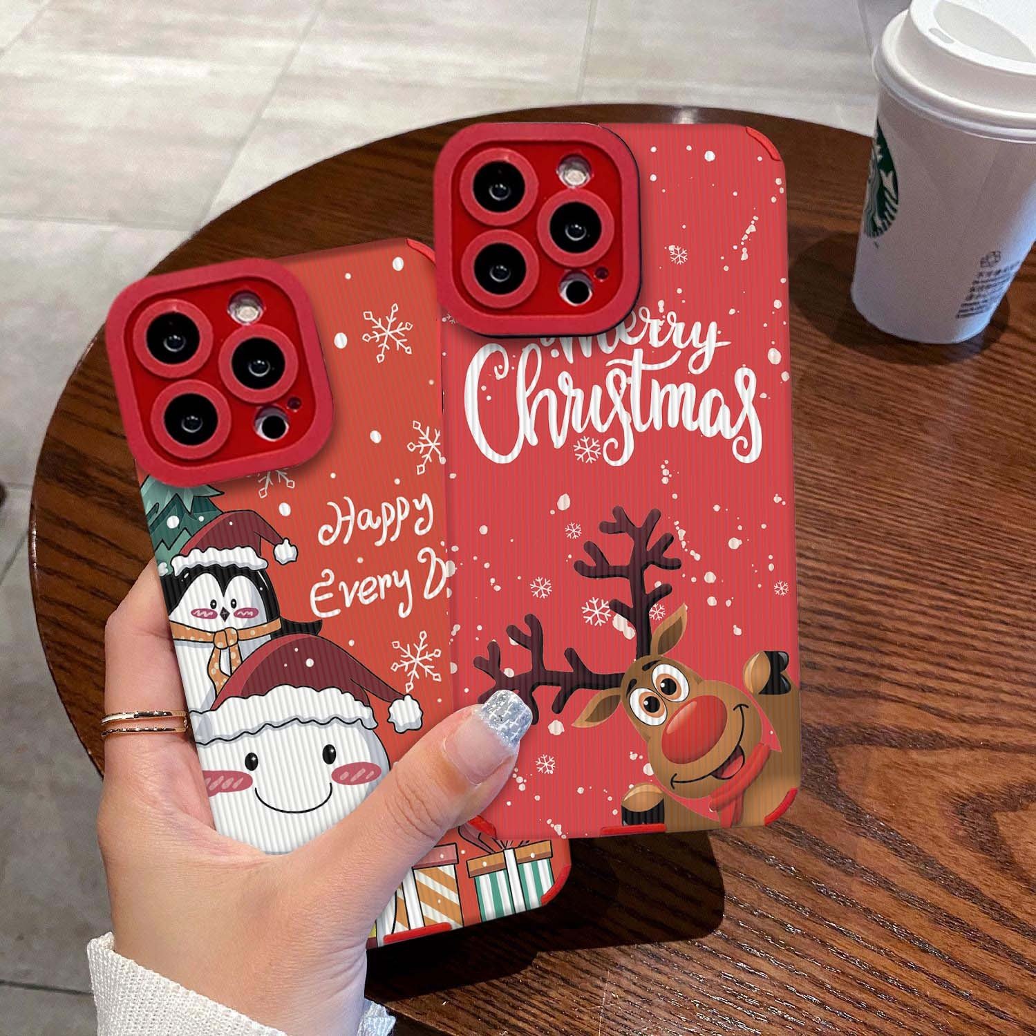 USLION Christmas Style Deer/Santa Claus/Snowman Mobile Phone Case Phone Cover TPU Material Cell Phone Back Protective Case