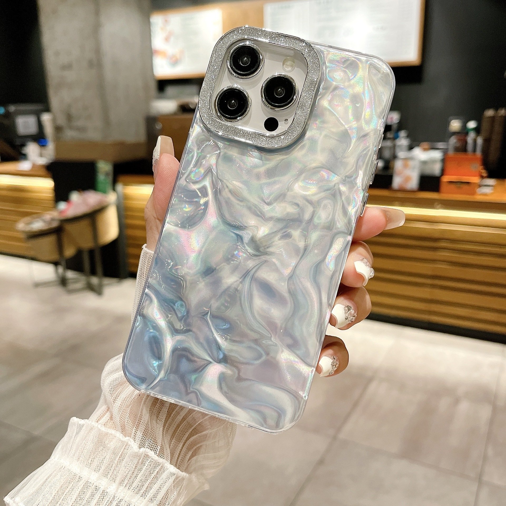 IMD Laser Electroplated Lens Protective Cover FOR iPhone 12 13 14 15 Pro Max Aurora Luxury Glitter Gradient Mobile Phone Cases