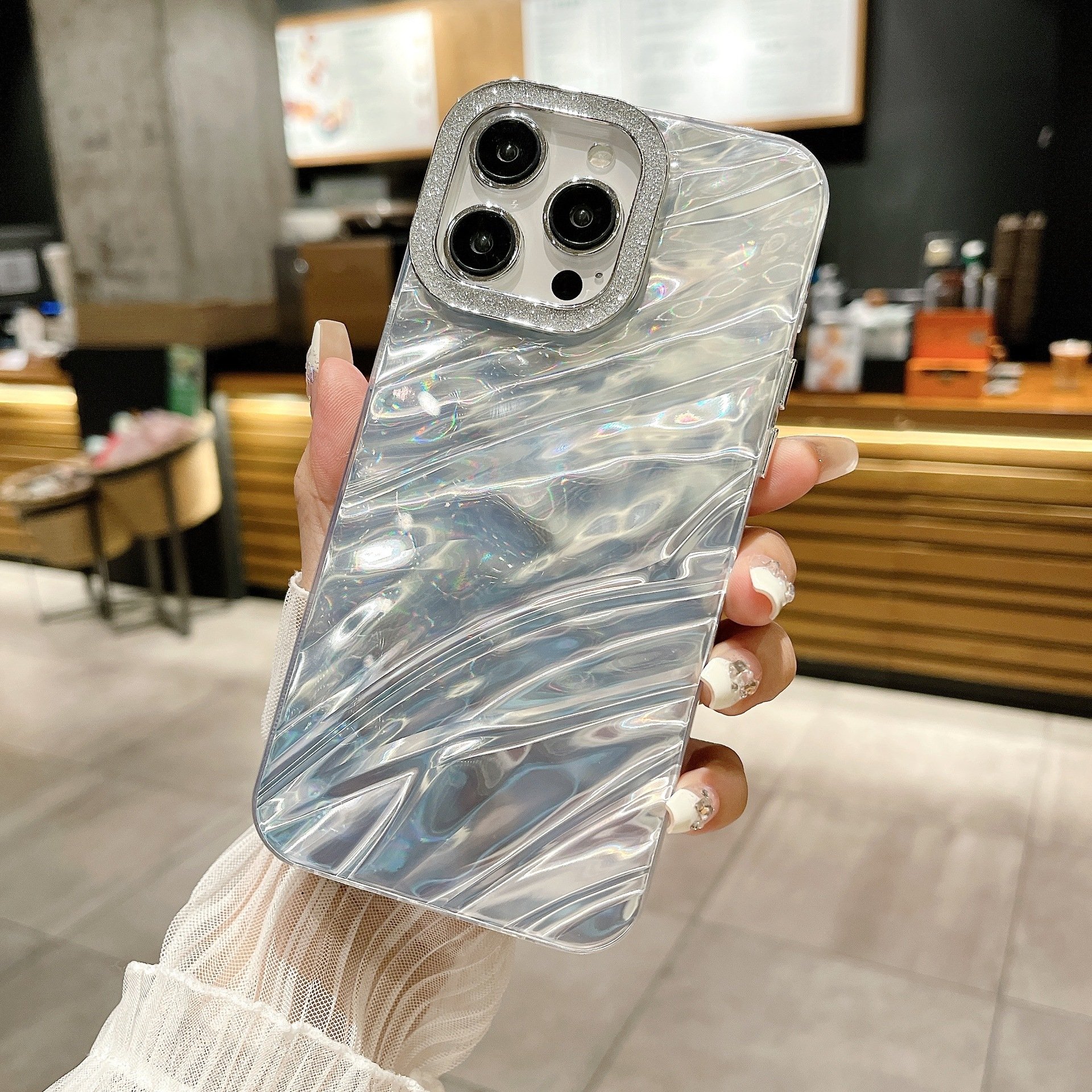 IMD Laser Electroplated Lens Protective Cover FOR iPhone 12 13 14 15 Pro Max Aurora Luxury Glitter Gradient Mobile Phone Cases
