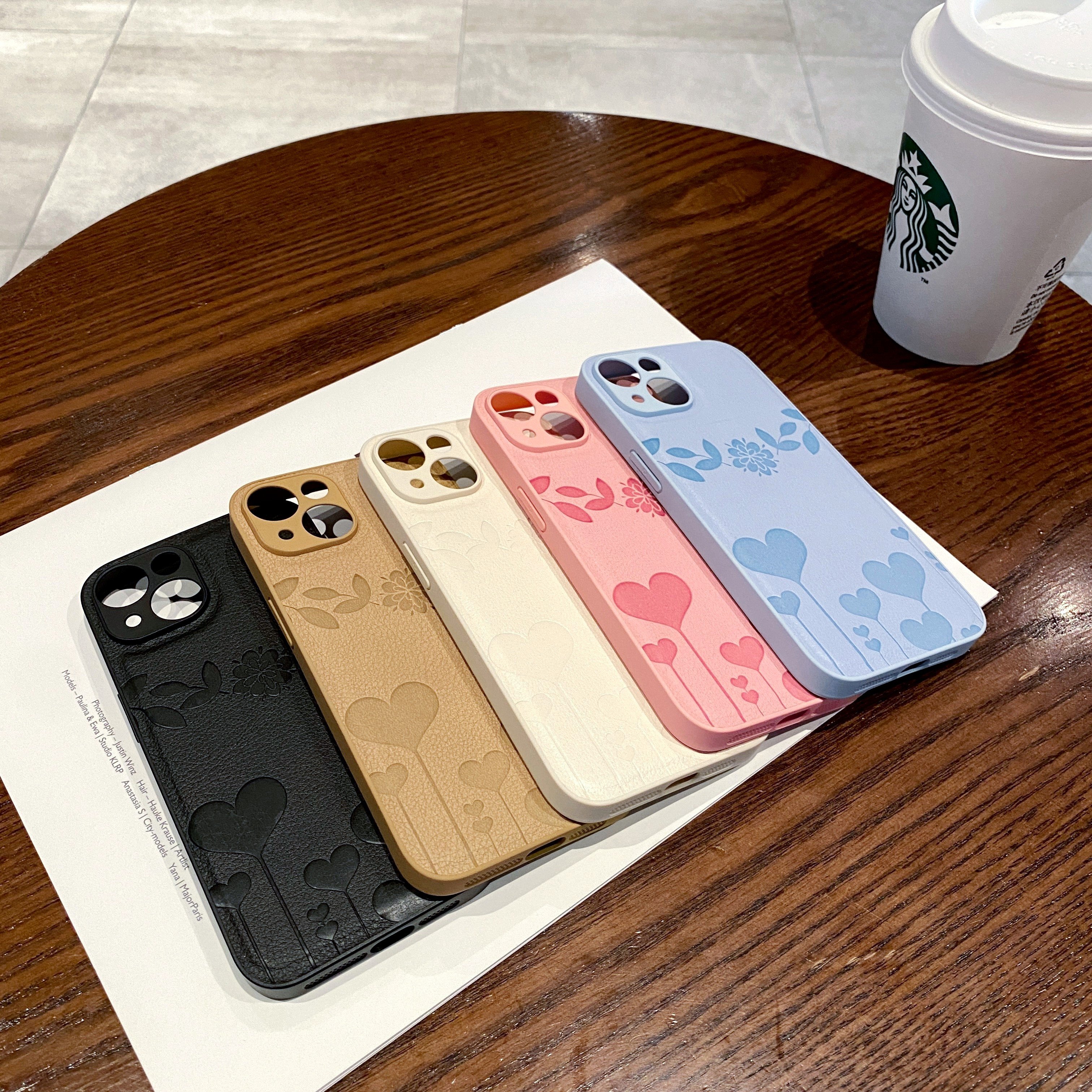USLION Love Heart Flower Balloon Style Mobile Phone Case Phone Cover TPU+PC Cell Phone Back Protective Case for iP 14/13/12/11