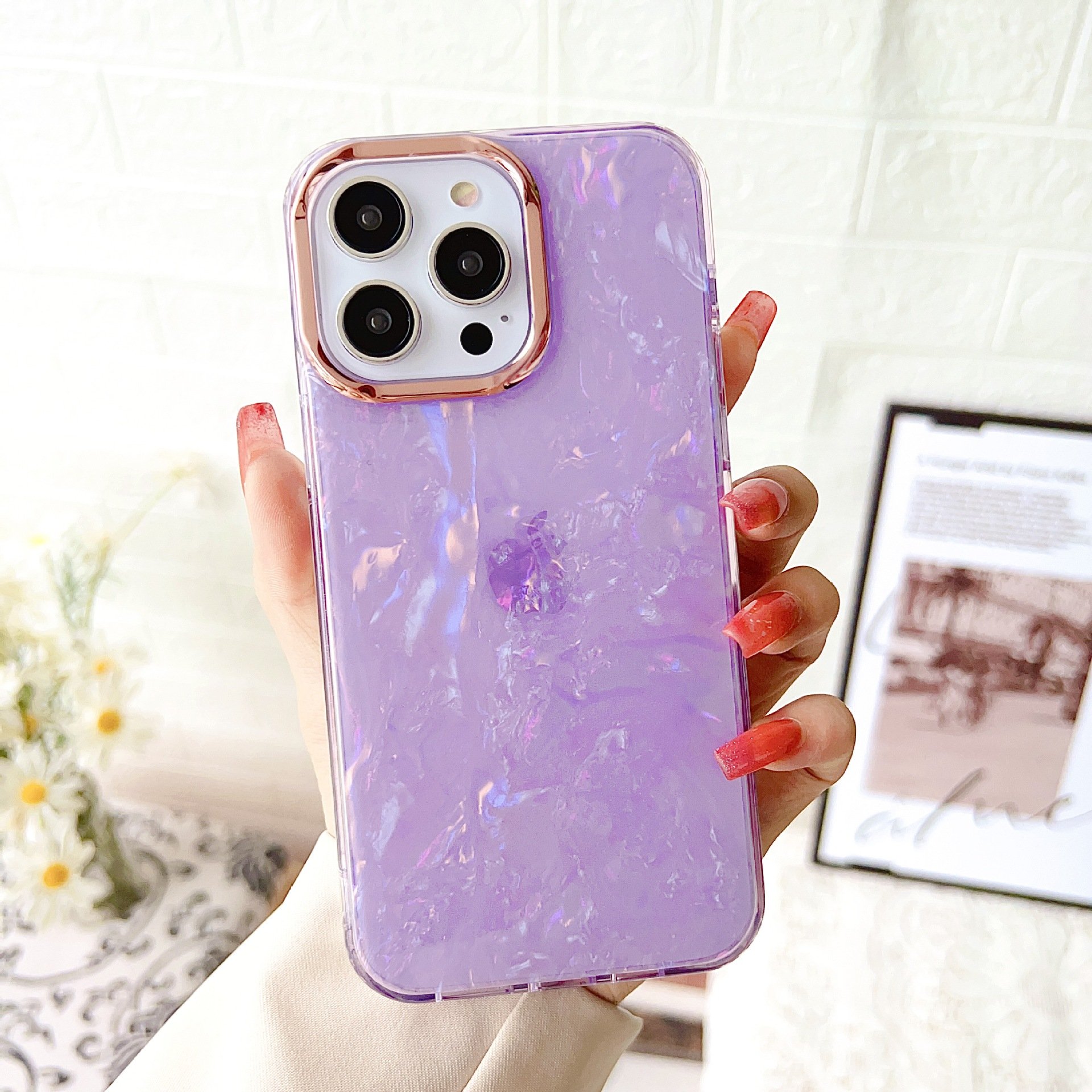 Electroplated IMD Transparent Bling Gradient Phone Case For iPhone 13 13pro 12 promax Frame Watercolor Glitter Tpu Phone Case