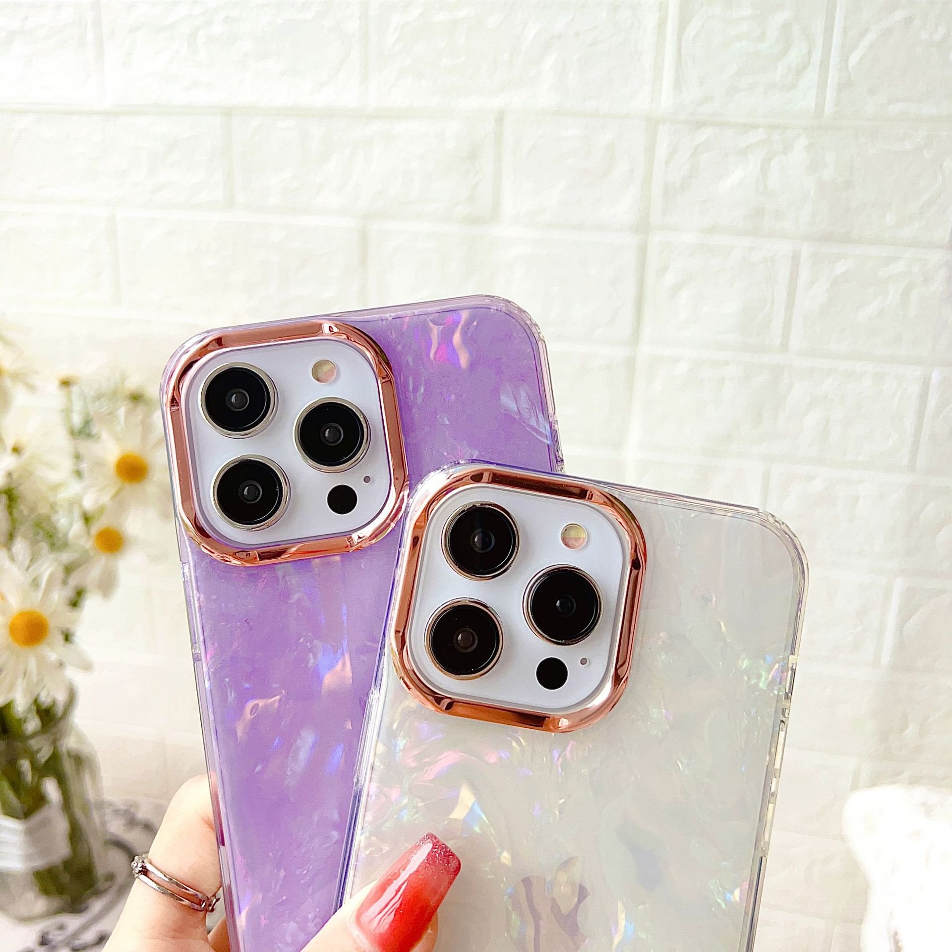 Electroplated IMD Transparent Bling Gradient Phone Case For iPhone 13 13pro 12 promax Frame Watercolor Glitter Tpu Phone Case