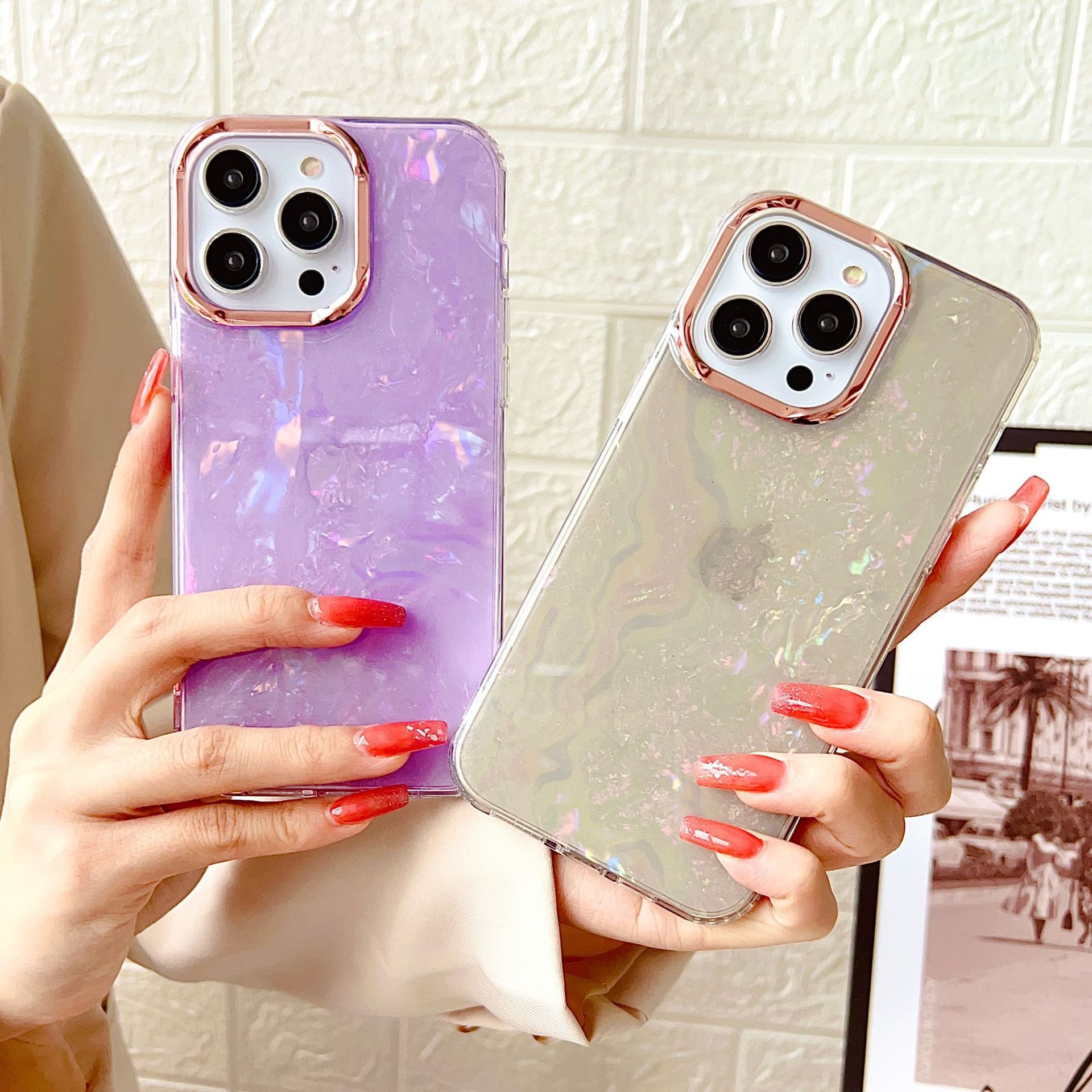 Electroplated IMD Transparent Bling Gradient Phone Case For iPhone 13 13pro 12 promax Frame Watercolor Glitter Tpu Phone Case