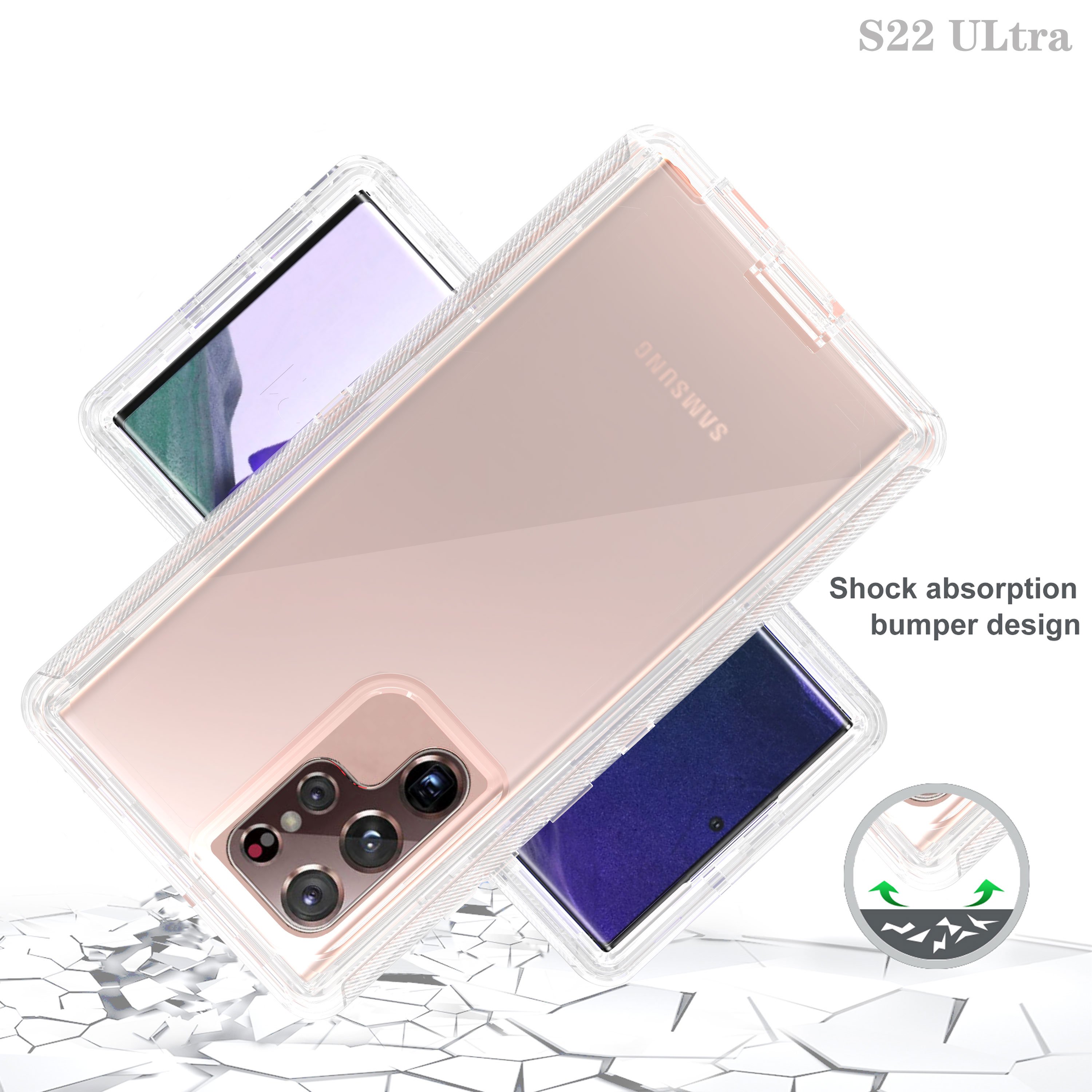 Clear Defender Transparent Mobile Phone Cases For Samsung Galaxy S24 S23 S22 Plus Ultra Heavy Duty Hybrid Holster Back Cover