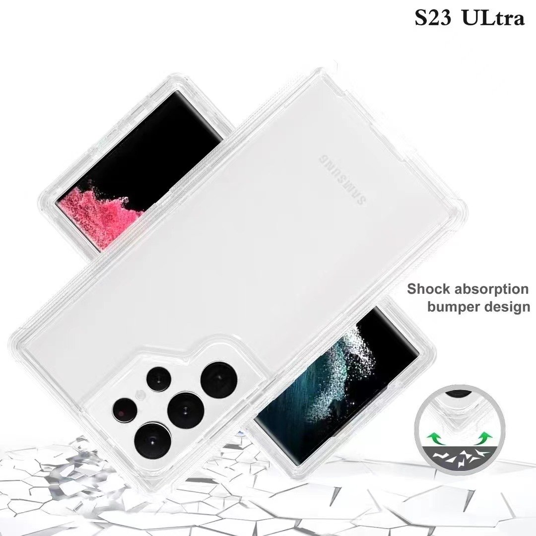 Clear Defender Transparent Mobile Phone Cases For Samsung Galaxy S24 S23 S22 Plus Ultra Heavy Duty Hybrid Holster Back Cover