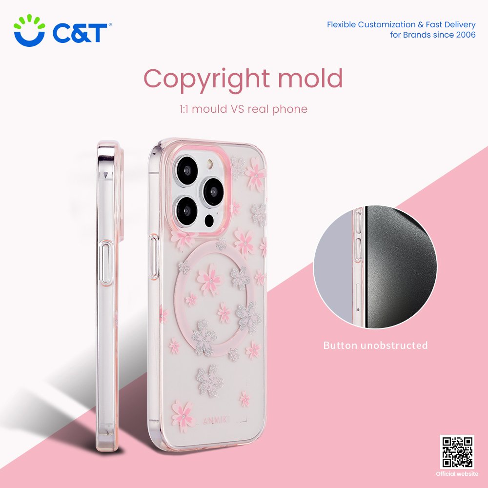 C&T Custom Magnetic Mobile Back Cover Personalized IMD Flower Phone Case Phone Case For iPhone 16 15 14 13 Pro
