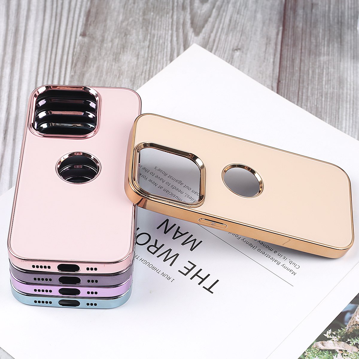 Stylish Electroplating TPU Frame Anti-scratch Acrylic Metal Lens Circle Shockproof Mobile Phone Case for iPhone 14
