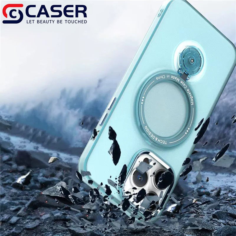 Hot Sale Matte Ring Holder Magnetic Phone Case High Quality Metal Lens Frame Solid Color Mobile Phone Cover For Iphone 16 15 14