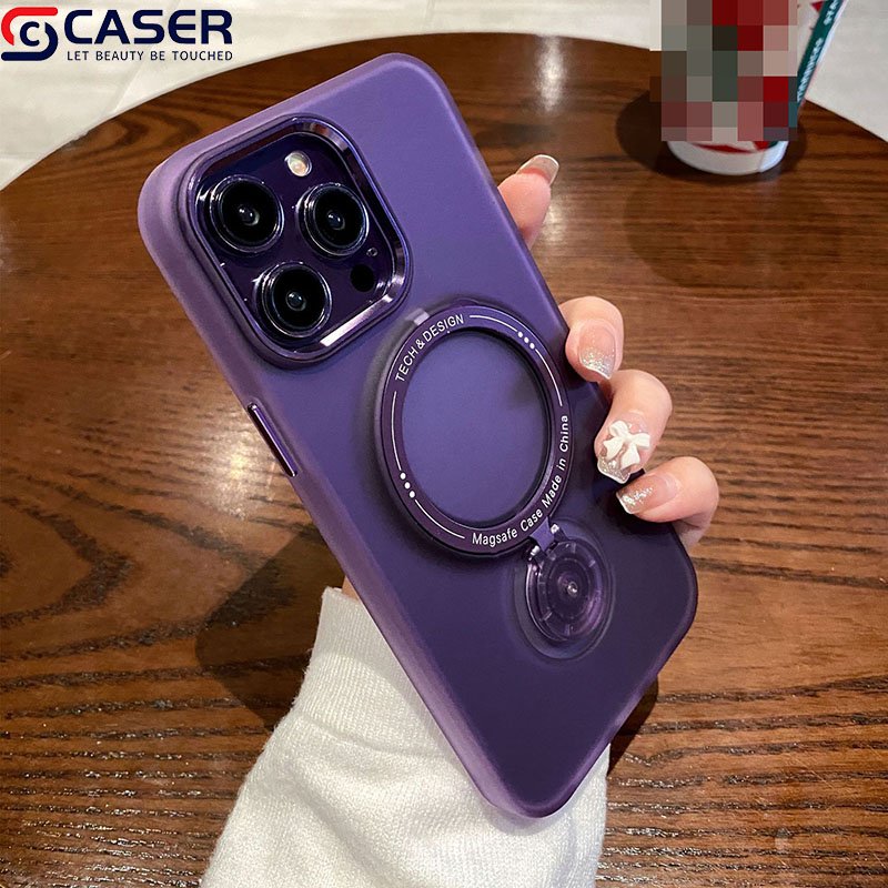 Hot Sale Matte Ring Holder Magnetic Phone Case High Quality Metal Lens Frame Solid Color Mobile Phone Cover For Iphone 16 15 14