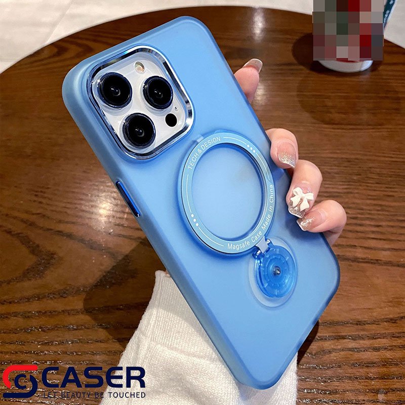 Hot Sale Matte Ring Holder Magnetic Phone Case High Quality Metal Lens Frame Solid Color Mobile Phone Cover For Iphone 16 15 14