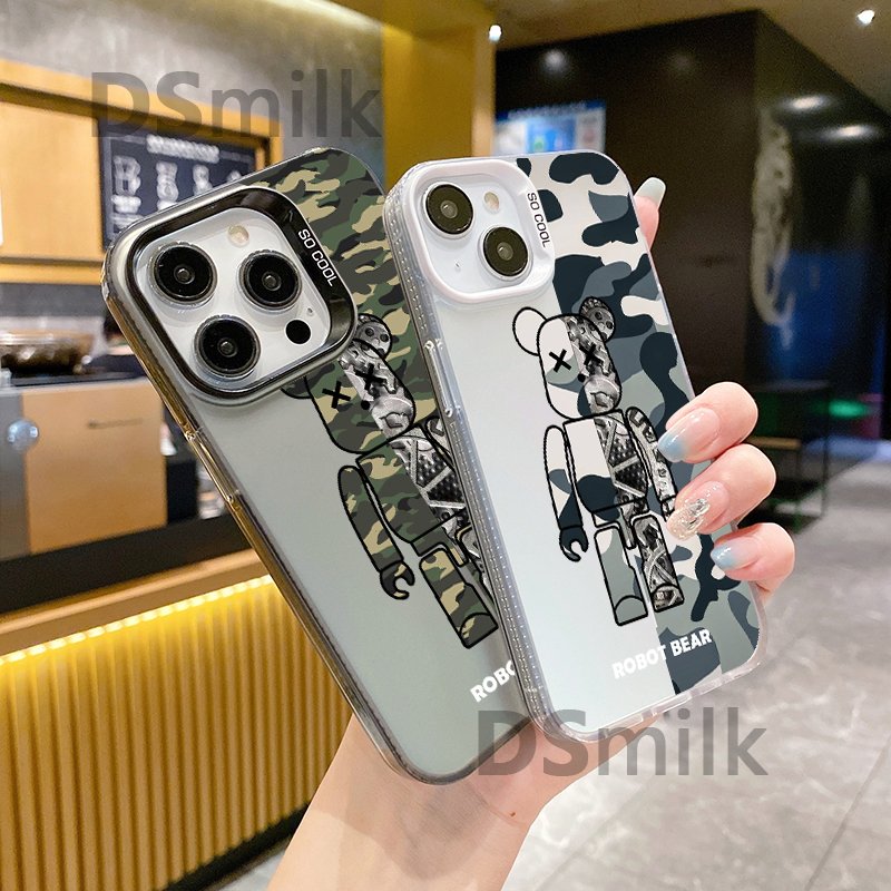 ROBOT BEAR Phone Case for iPhone 15 14 13 Pro 12 11 Pro Xs X XR Max 8 7 SE Aurora Hard TPU Cases Back Cover