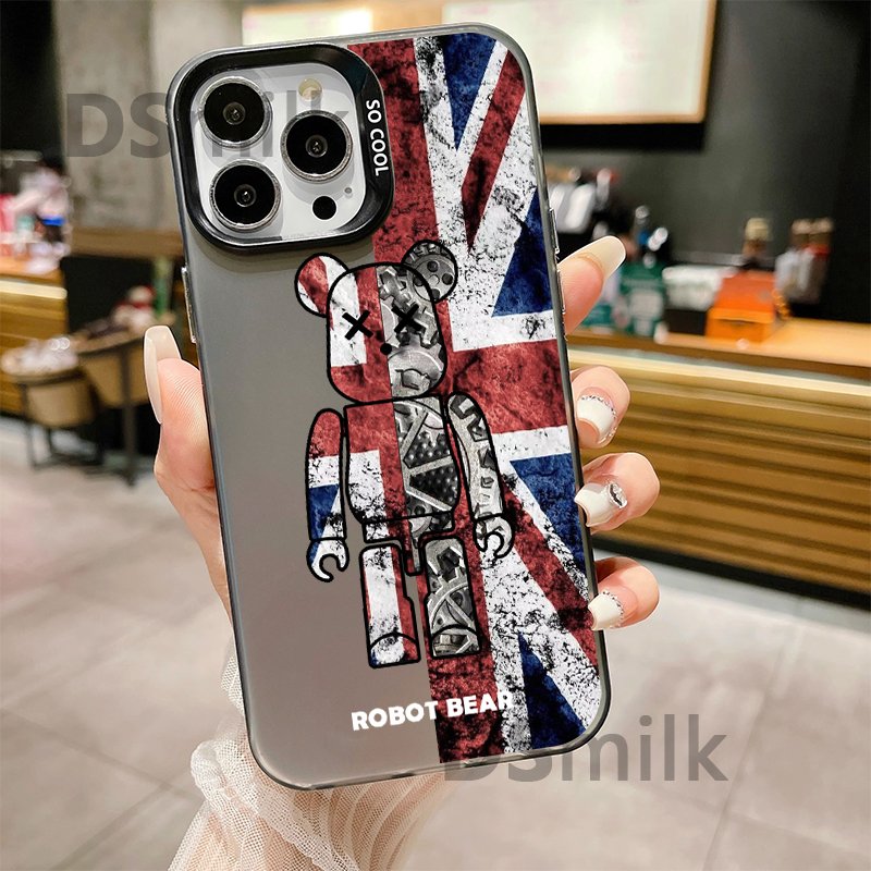 ROBOT BEAR Phone Case for iPhone 15 14 13 Pro 12 11 Pro Xs X XR Max 8 7 SE Aurora Hard TPU Cases Back Cover