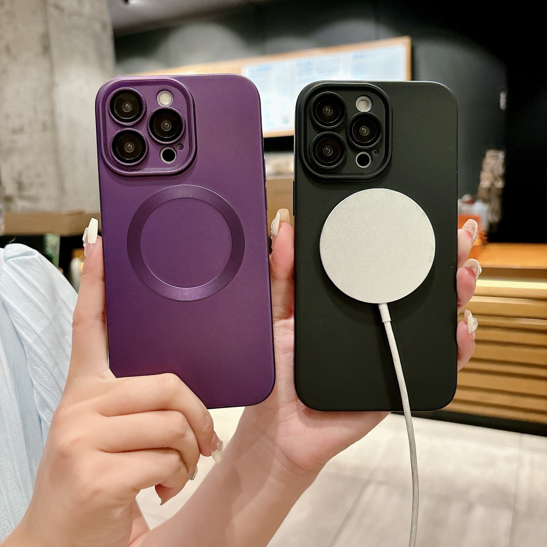 Magnetic case for iphone 16 promax with lens film for iPhone 15 metal paint TPU anti drop 13 protective cover mobile phone cases