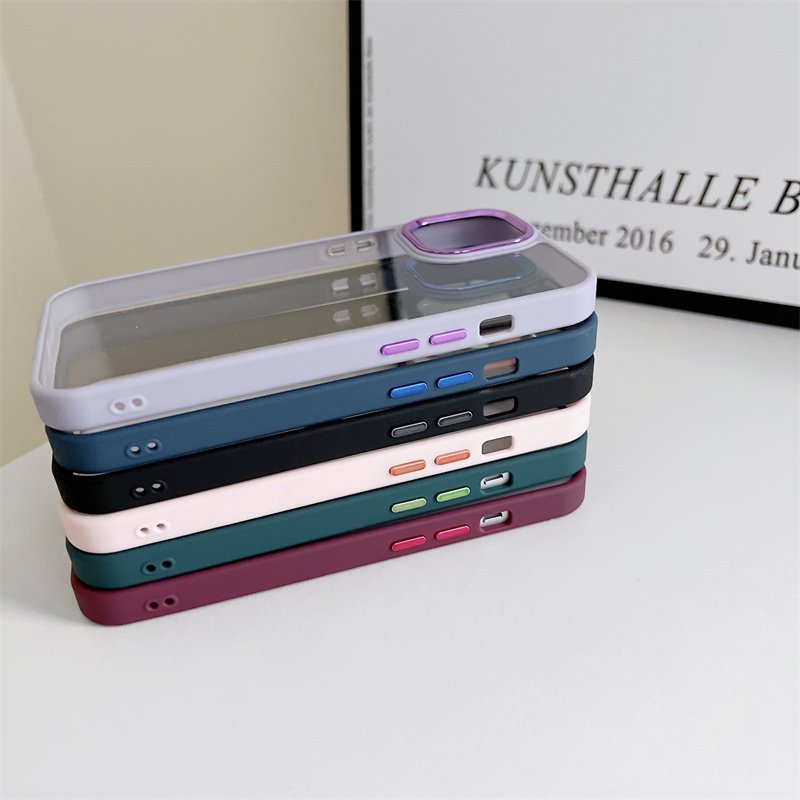 3 in 1 Clear Acrylic Metal Lens Frame Cover Mobile Phone Cases For iPhone 15 14 13 12 11 Pro Max Xs Xr Transparent Back Cover