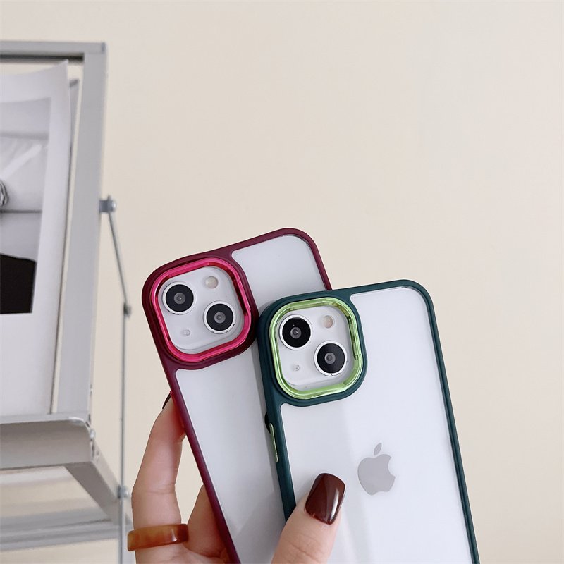 3 in 1 Clear Acrylic Metal Lens Frame Cover Mobile Phone Cases For iPhone 15 14 13 12 11 Pro Max Xs Xr Transparent Back Cover