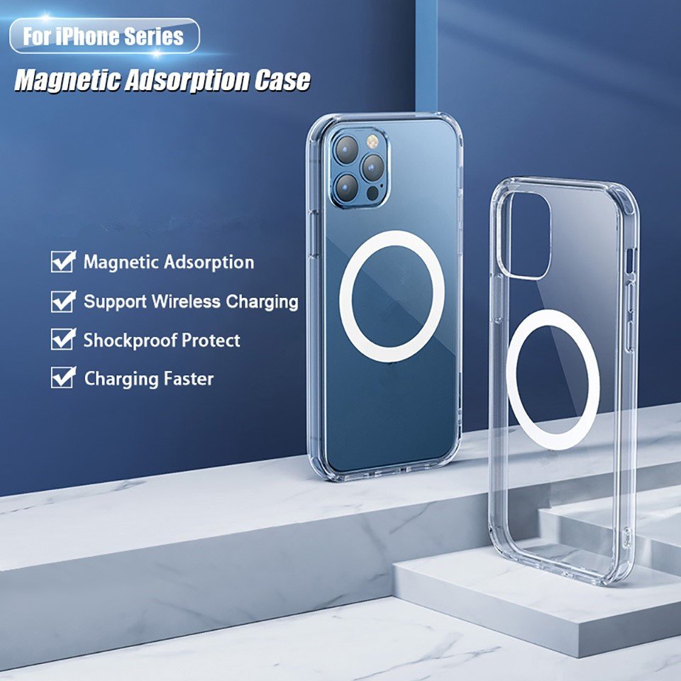 Luxury Magnetic Acrylic Clear Protective Mobile Cell Phone Case For iPhone 16 15 14 13 12 11 Pro Max XS XR Plus Back Cover Cases