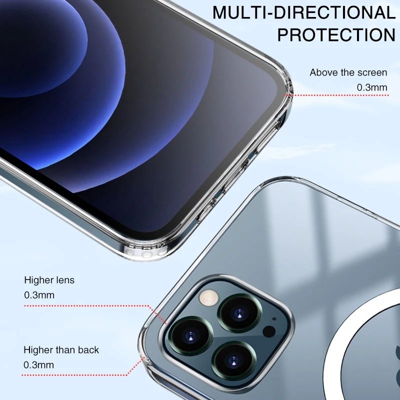 Luxury Magnetic Acrylic Clear Protective Mobile Cell Phone Case For iPhone 16 15 14 13 12 11 Pro Max XS XR Plus Back Cover Cases