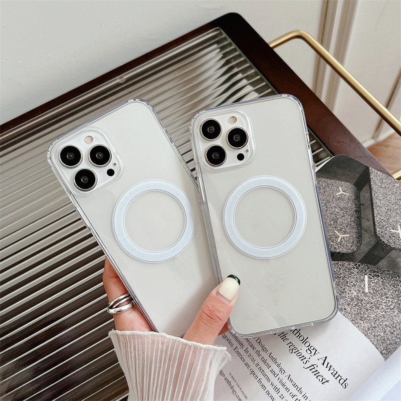 Luxury Magnetic Acrylic Clear Protective Mobile Cell Phone Case For iPhone 16 15 14 13 12 11 Pro Max XS XR Plus Back Cover Cases